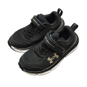 Under Armour Charged Pursuit 3 AC Kids Shoes Black Gold Size 11.5K